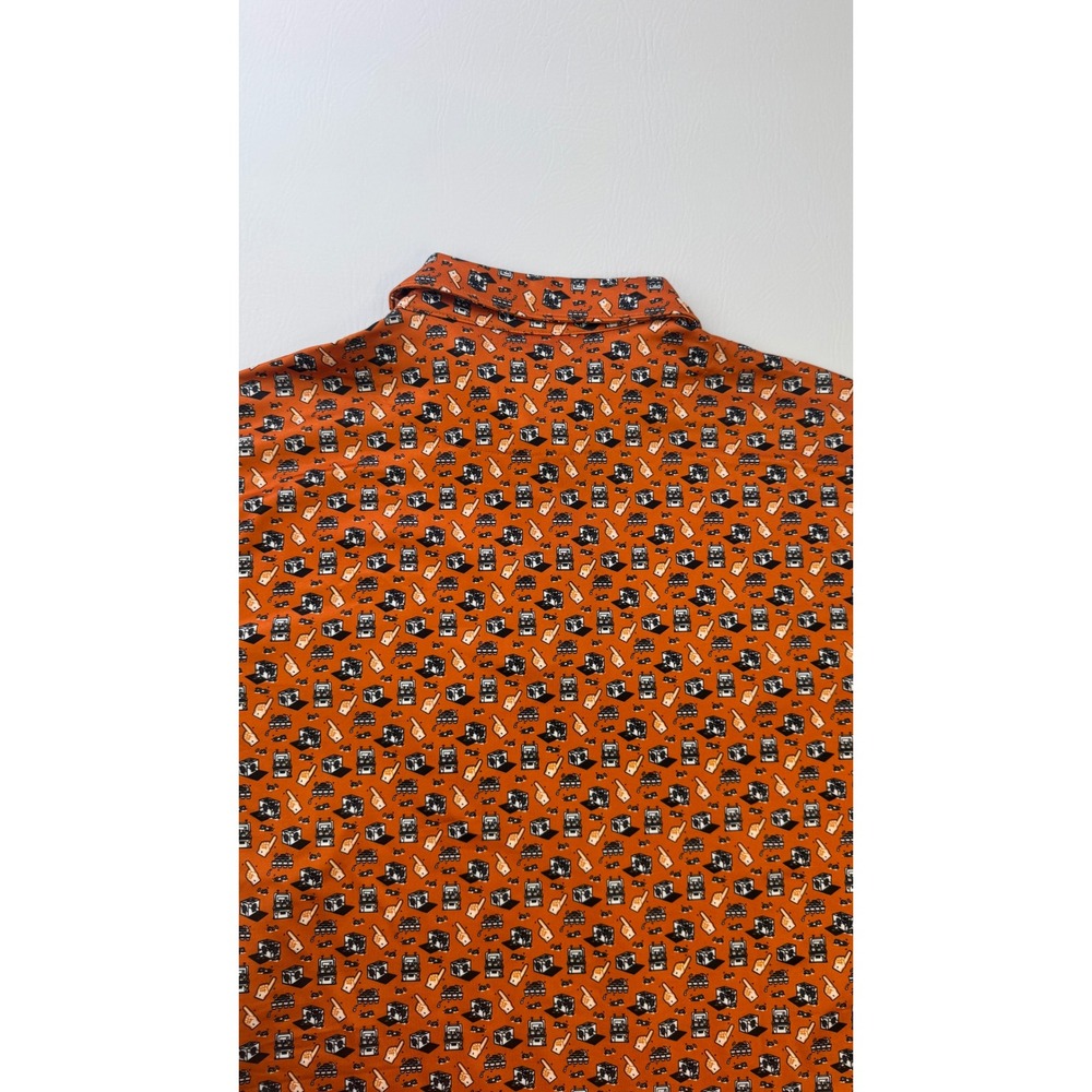 Old Row Men XL Orange Tailgate Print Performance Polo Shirt Short Sleeve Stretch - Picture 14 of 16